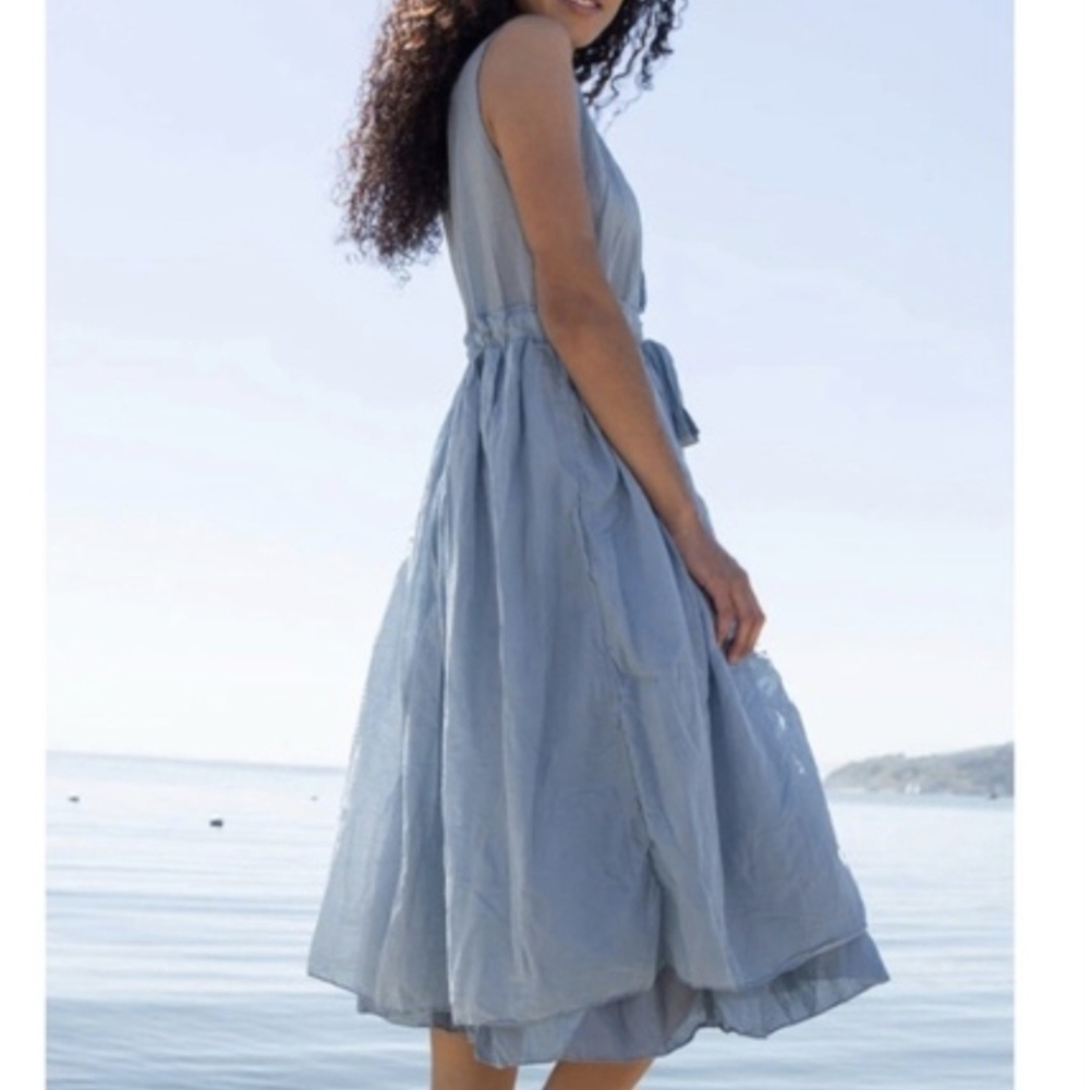CP Shades Julia Sundress Silk Cotton Sleeveless Small Light Blue